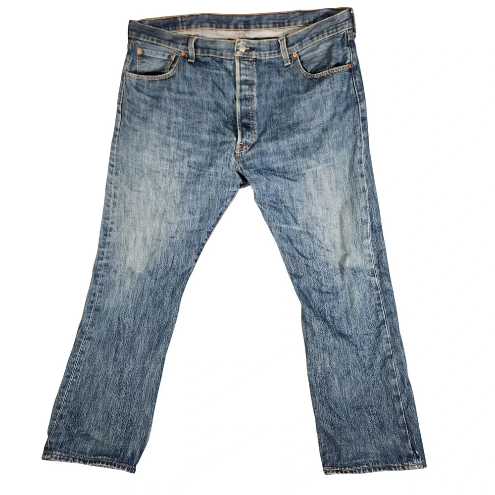 Levi's 501‎ Original Fit Jeans Mens 42x30 Good Button Fly Straight Leg FRAYED